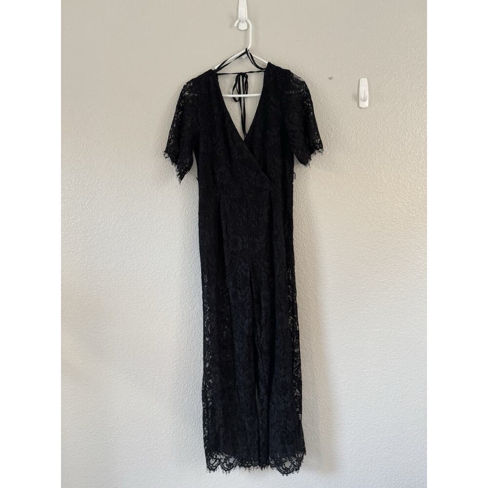 Trixxi Black Lace Wide Leg Jumpsuit EUC Romantic Feminine Size Large Chic - Picture 3 of 7